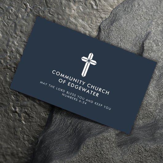 Kerk Pastor Moderne QR code Religieus Kruis Marine Visitekaartje