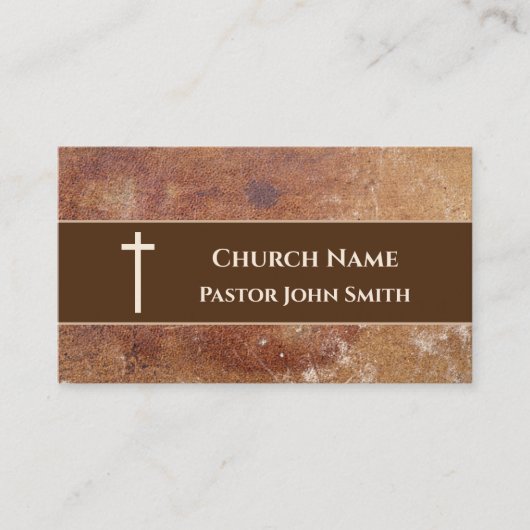 Kerk Pastor Rustiek Faux Leather Christelijk Visitekaartje (Voorkant)