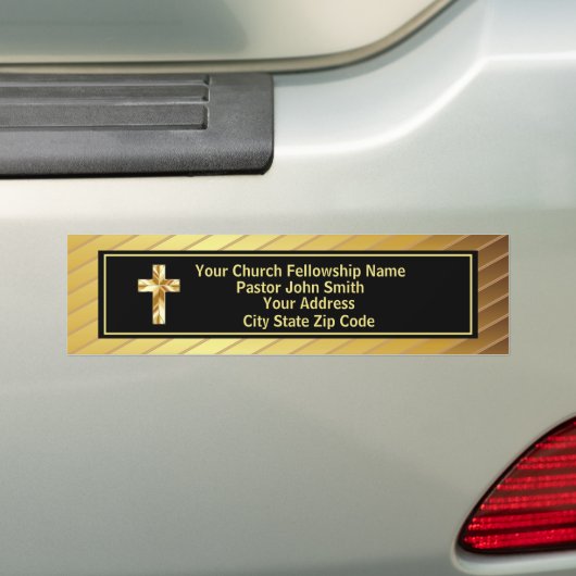 Kerk Pastorklassiek goud en zwart Bumpersticker (Op auto)