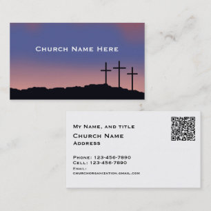 Kerk / Religieus Drie kruisen met QR-code Visitekaartje