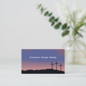 Kerk / Religieus Drie kruisen met QR-code Visitekaartje (Staand voorkant)