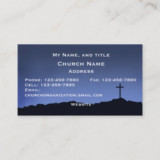 Kerk/religieuze kaart kruislingblauwe hemel visitekaartje (Voorkant)