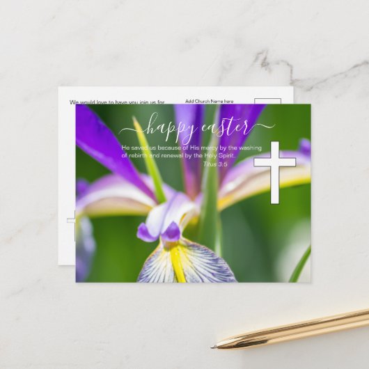 Kerk religieuze Pasen Briefkaart (Voorkant / Achterkant in situ)