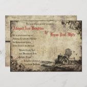  kerk rode vintage huwelijksuitnodiging kaart (Voorkant / Achterkant)