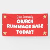Kerk Rommelmarkt Uitverkoop! Aangepaste Rode Banne Spandoek (Horizontaal)