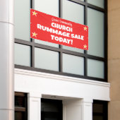 Kerk Rommelmarkt Uitverkoop! Aangepaste Rode Banne Spandoek (Buitenkant Gebouw)
