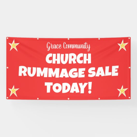 Kerk Rummage Sale! Aangepaste rode banner (Horizontaal)