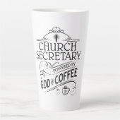 Kerk Secretaris Powered by God & Coffee Latte Mok (Voorkant)