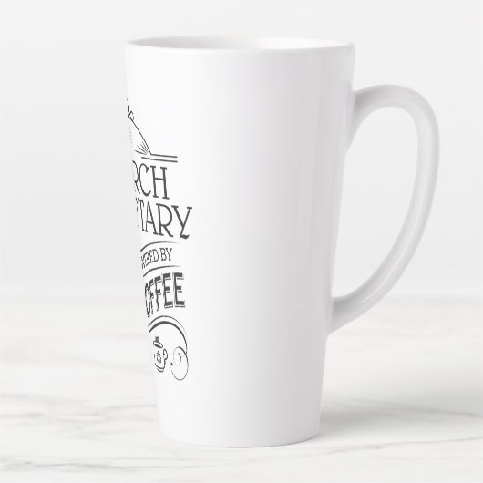 Kerk Secretaris Powered by God & Coffee Latte Mok (Rechts)