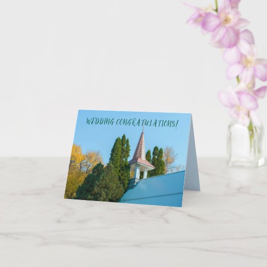 Kerk steeple bruiloft gefeliciteerd huwelijk kaart (Orchidee)