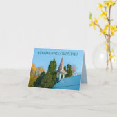 Kerk steeple bruiloft gefeliciteerd huwelijk kaart (Gele Bloem)