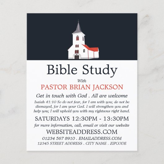 Kerk Steeple, Christelijke Bijbelklasse Advert. Flyer (Voorkant)