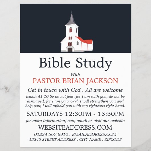 Kerk Steeple, Christelijke Bijbelklasse Advert. Flyer (Voorkant)