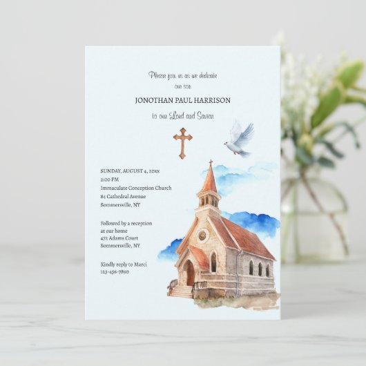 Kerk Steeple Priester Toewijding Kaart (Staand voorkant)