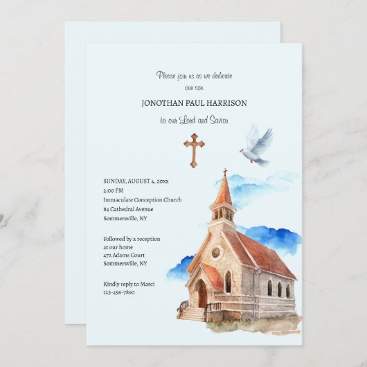 Kerk Steeple Priester Toewijding Kaart (Voorkant / Achterkant)