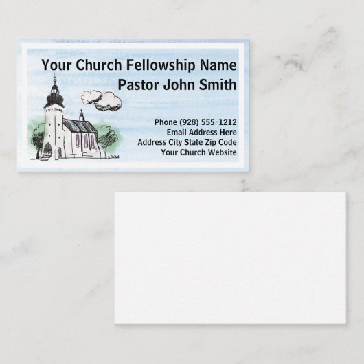 Kerk Steeple Waterverf Kerk Visitekaartjes (Voorkant / Achterkant)