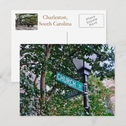 Kerk & Tradd St. Briefkaart (Voorkant / Achterkant)