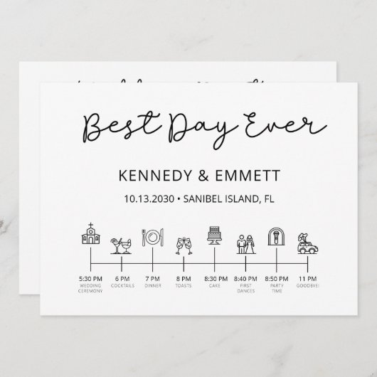 Kerk Trouwdag Tijdlijn Programma Programmakaart (Voorkant / Achterkant)