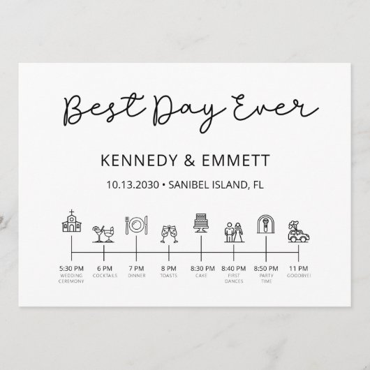 Kerk Trouwdag Tijdlijn Programma Programmakaart (Voorkant)