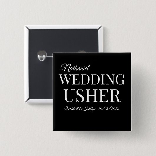 Kerk Usher Wedding Vierkante Button 5,1 Cm (Voorkant /achterkant)