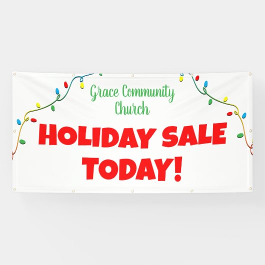 Kerk vakantie verkoop! Gepersonaliseerde Kerstmisb Spandoek (Horizontaal)