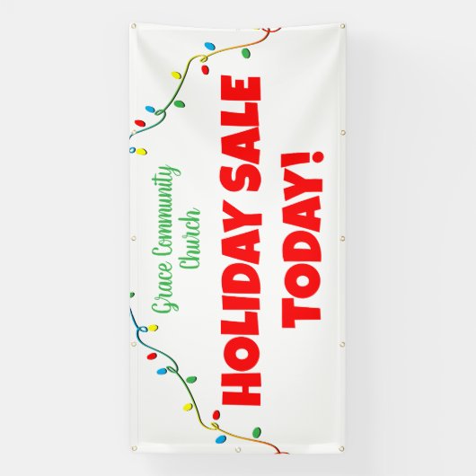 Kerk vakantie verkoop! Gepersonaliseerde Kerstmisb Spandoek (Verticaal)