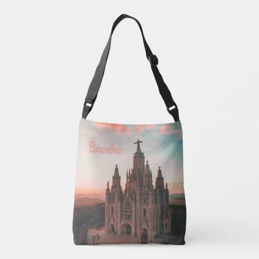 Kerk van Barcelona Spanje Crossbody Tas (Achterkant)