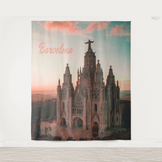 Kerk van Barcelona Spanje Wandkleed (Voorkant)