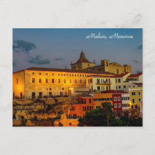 Kerk van Carmen bij de schemering - Mahon, Menorca Briefkaart