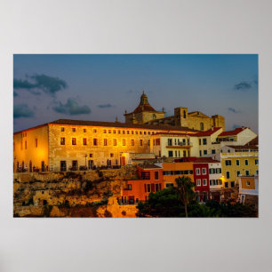 Kerk van Carmen bij de schemering - Mahon, Menorca Poster
