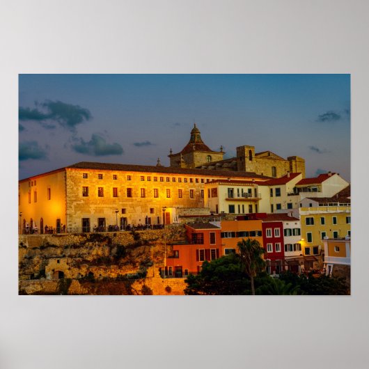 Kerk van Carmen bij de schemering - Mahon, Menorca Poster (Voorkant)