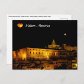 Kerk van Carmen 's nachts - Mahon, Menorca, Spanje Briefkaart (Voorkant / Achterkant)