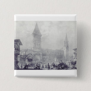 Kerk van de Abdij van Sint-Philibert in Tounus Vierkante Button 5,1 Cm