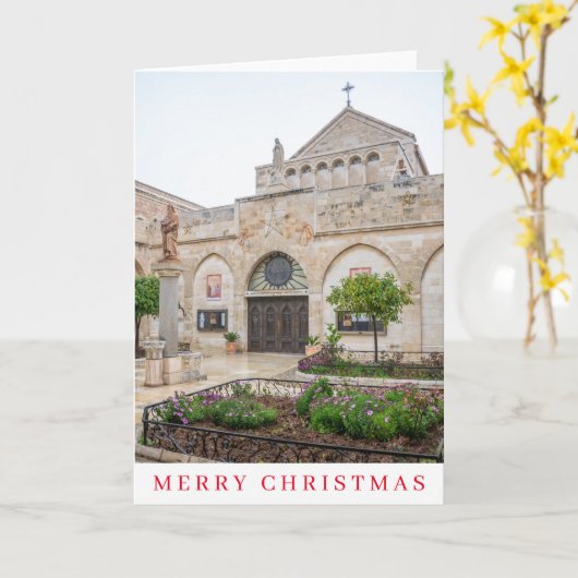 Kerk van de Geboorte uitzicht Kerstkaart Kaart (Gele Bloem)