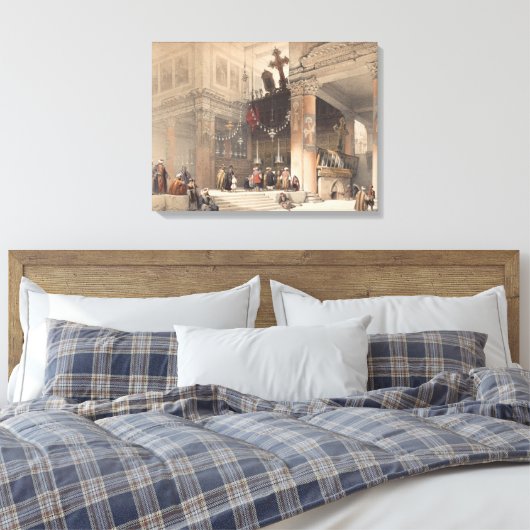 Kerk van de Nativiteit, Bethlehem. gekleurde litho Canvas Afdruk (Insitu (Slaapkamer))