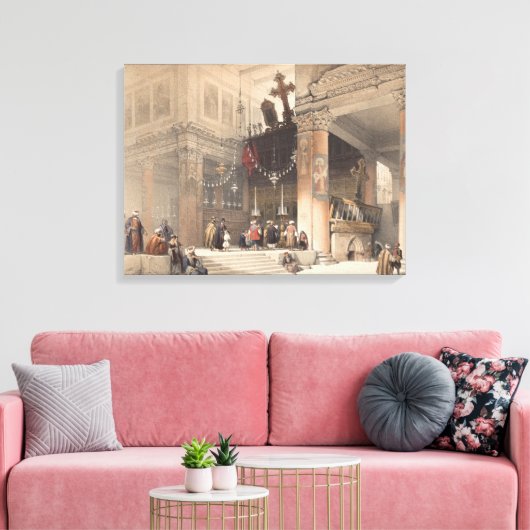 Kerk van de Nativiteit, Bethlehem. gekleurde litho Canvas Afdruk (Insitu (Woonkamer))