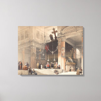 Kerk van de Nativiteit, Bethlehem. gekleurde litho Canvas Afdruk