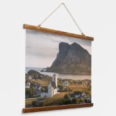 Kerk van de Noorse Lofoten Hangend Wandkleed (Gebogen)