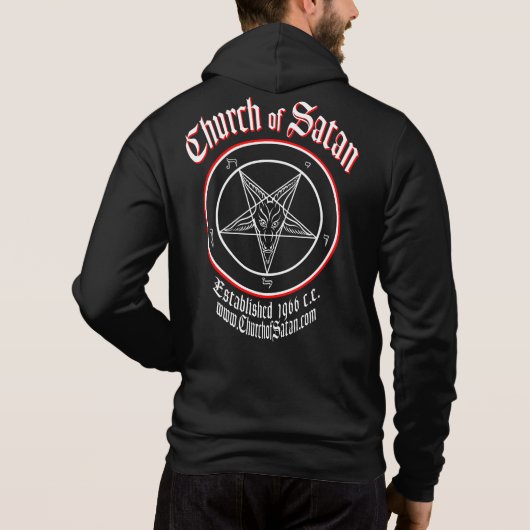 Kerk van de tweezijdige canvashoedschap van Satan Hoodie (Achterkant)