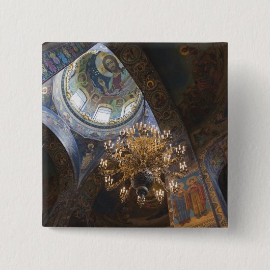 Kerk van de Verlosser op het Gestorte Bloed Vierkante Button 5,1 Cm (Voorkant)