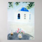 Kerk van de witte en blauwe Santorini Poster (Voorkant)