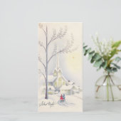Kerk van het kerstfeest van Vintage Feestdagenkaart (Staand voorkant)