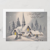 Kerk van het kerstfeest van Vintage Feestdagenkaart (Voorkant / Achterkant)