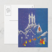 Kerk van het kerstfeest van Vintage Feestdagenkaart (Voorkant / Achterkant)