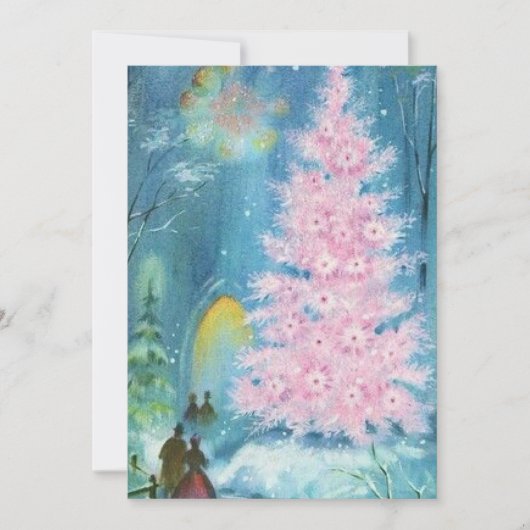 Kerk van het kerstfeest van Vintage Feestdagenkaart (Voorkant)