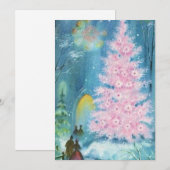 Kerk van het kerstfeest van Vintage Feestdagenkaart (Voorkant / Achterkant)