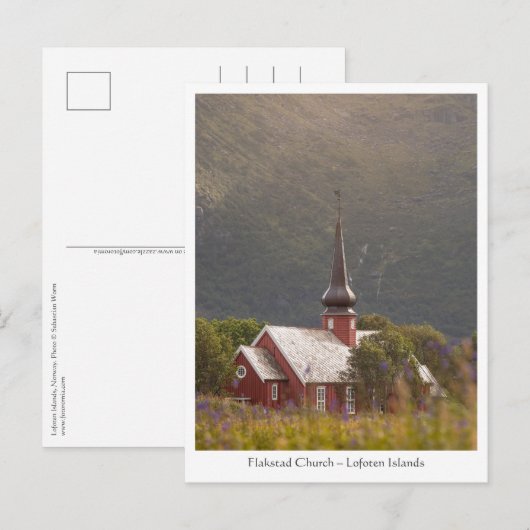 Kerk van Lofoten Flakstad Briefkaart (Voorkant / Achterkant)