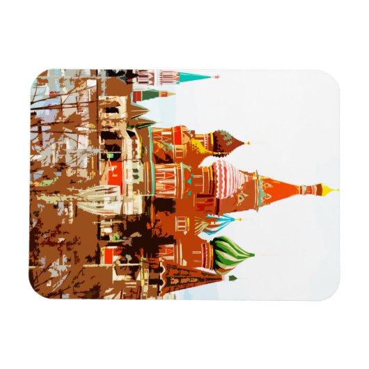 Kerk van Moskou Sint Basile Rood Square #1 Magneet (Horizontaal)