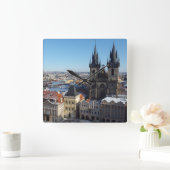 Kerk van onze dame voor Týn, Prague Cushion Vierkante Klok (Huis)