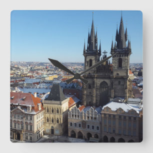 Kerk van onze dame voor Týn, Prague Cushion Vierkante Klok